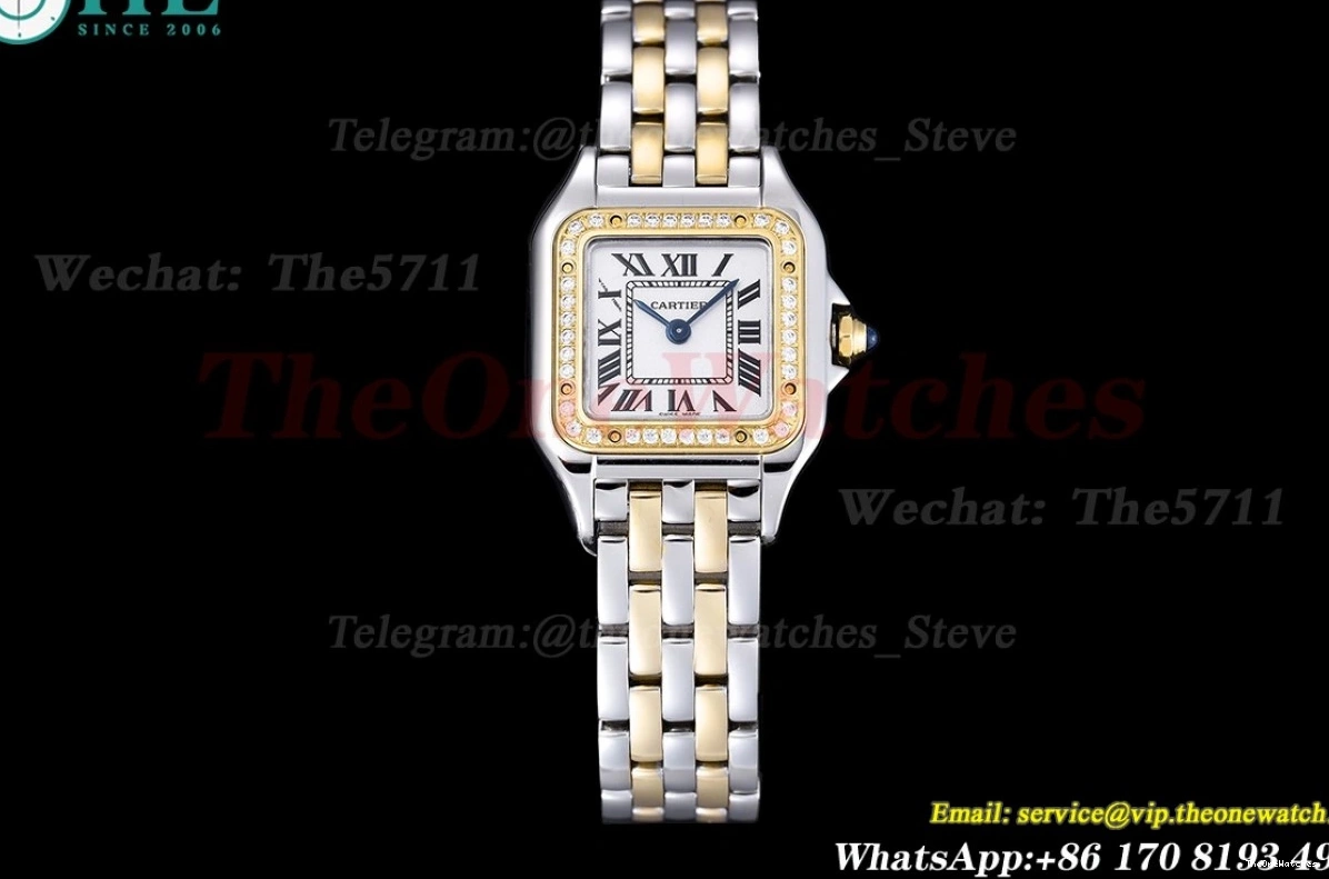 Dia YG SS Ladies White De Swiss 8848F Dial Secrete Panthere 22mm Qtz 0115